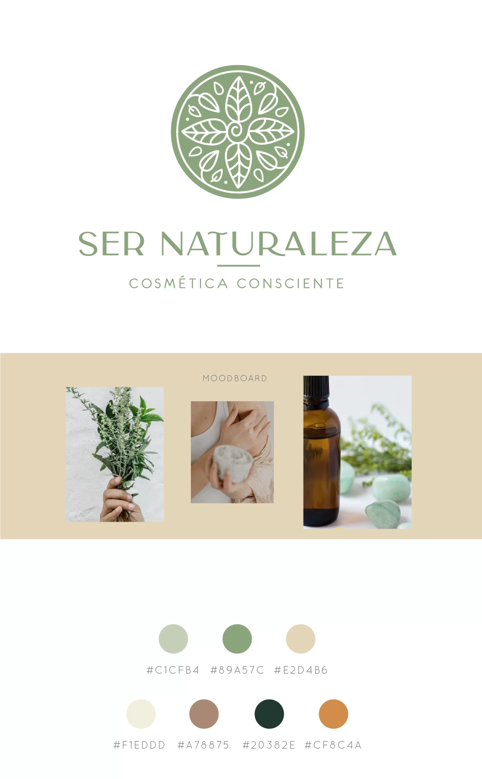 Isologo principal, moodboard y códigos de color de Ser Naturaleza