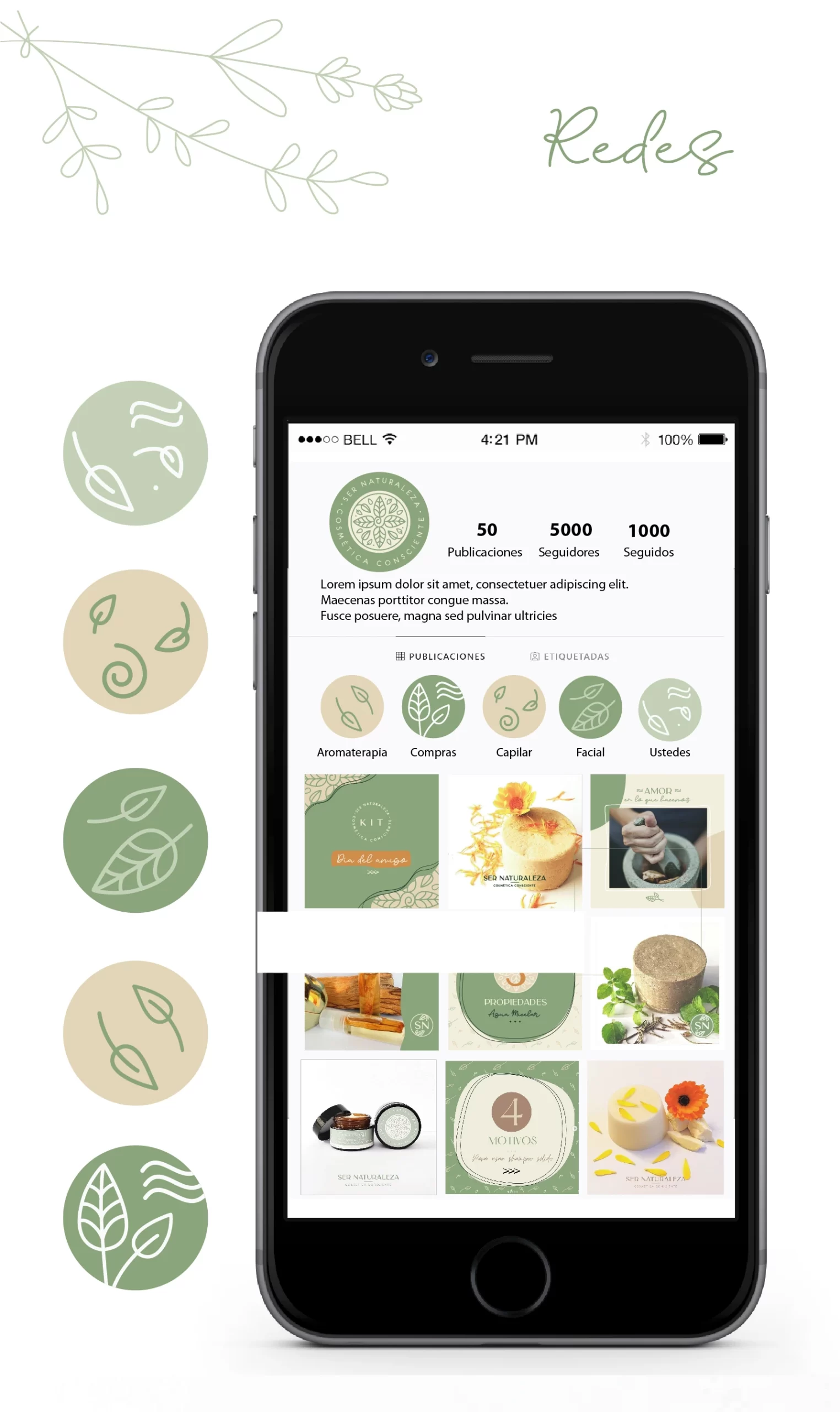 Diseño de feed para instagram de Ser Naturaleza