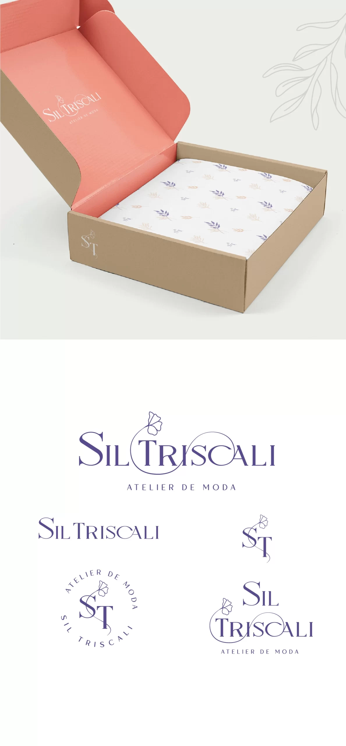 Diseño de packaging y logos secundaros entono azul de Sil Triscali